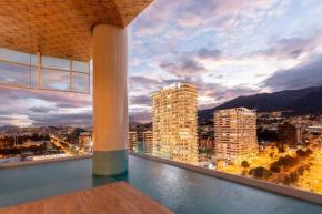 Hermoso departamento 2 habitaciones piso 23 con balcón y jardín en el mejor edificio del Ecuador